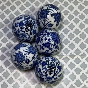 Blue and White Decorative Chinese Spheres